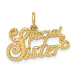 14k Yellow Gold Special Sister Charm or Pendant, 21mm